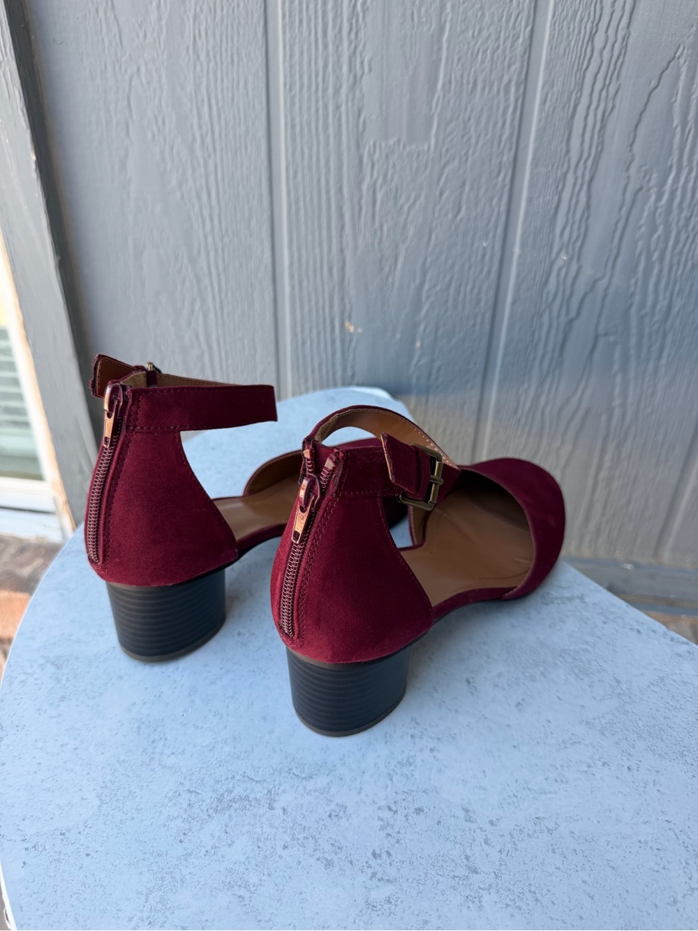 Style & Co Alinaa Burgundy Two-Piece Block Heel Dress Pumps - Picture 10 of 13